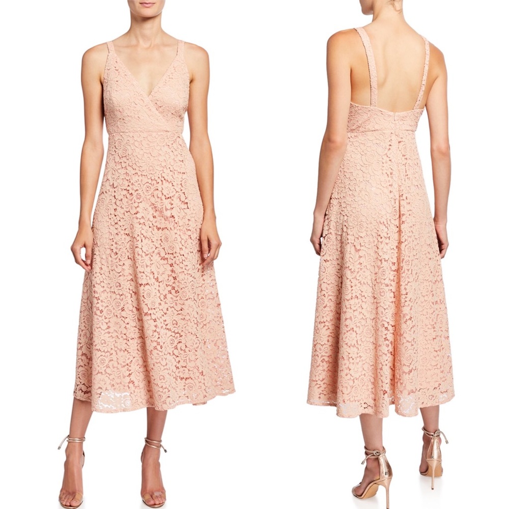 Bardot Blush Pink Lace Midi Dress